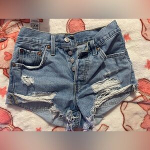 Levi's Light Blue Distressed Jean Shorts